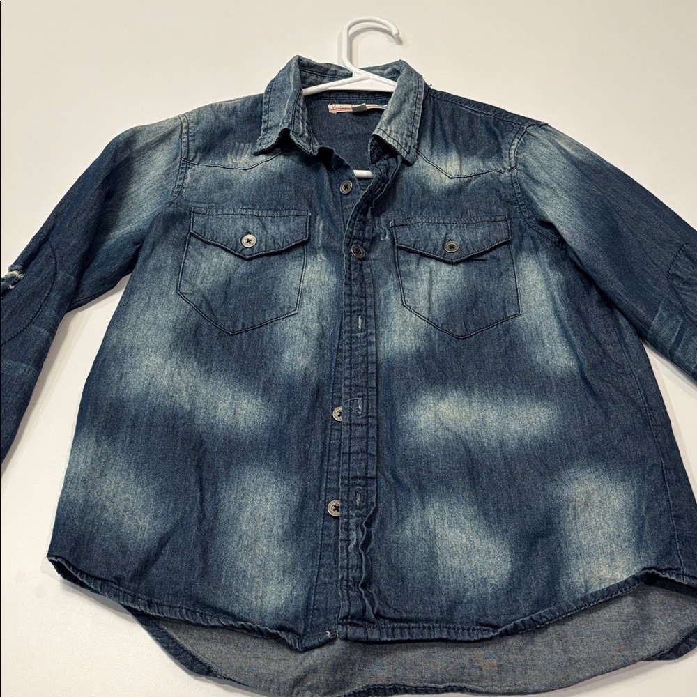 Vintage Havana Girls Size M Distressed Denim Shirt